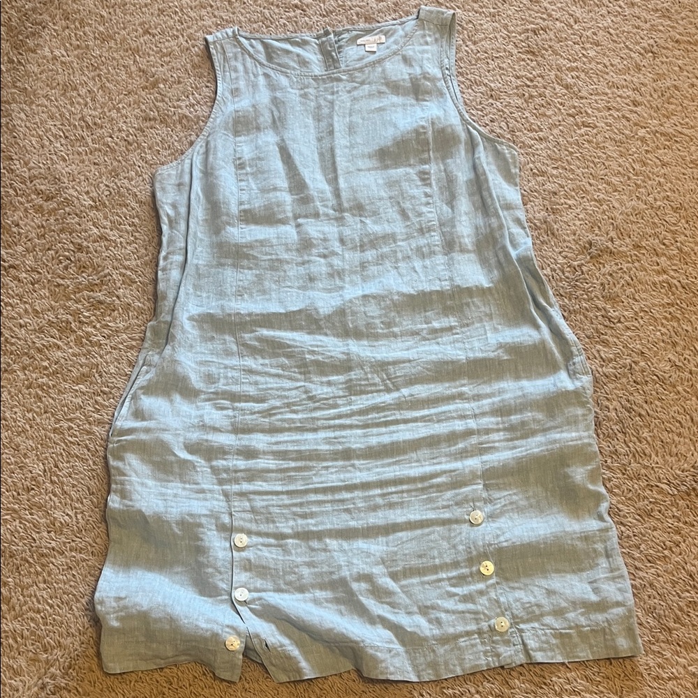 J. Jill Light Blue Sleeveless Linen Mini Dress